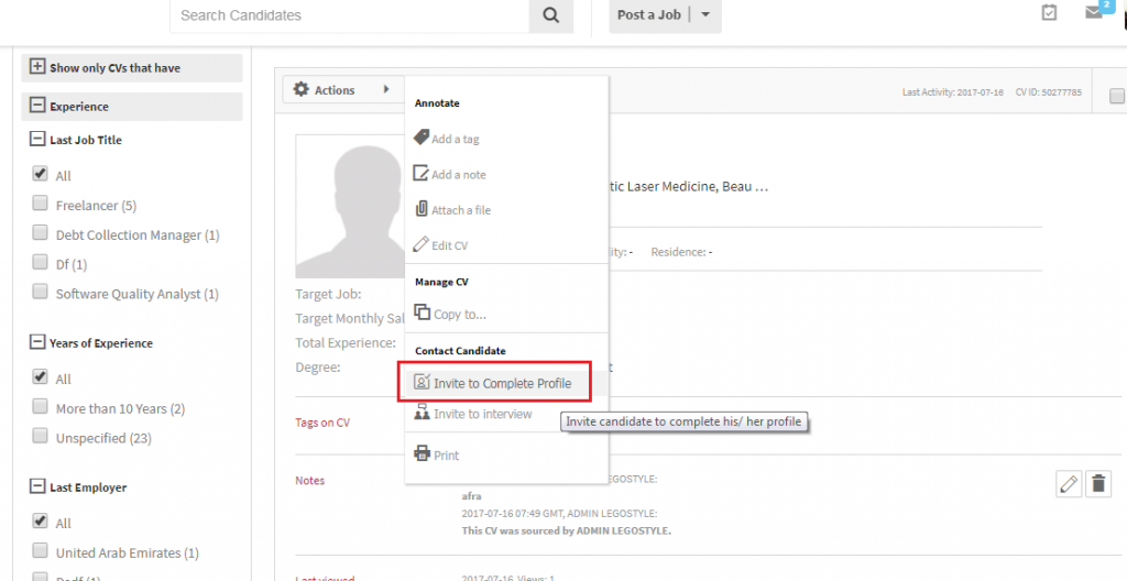 Talentera Applicant Tracking System