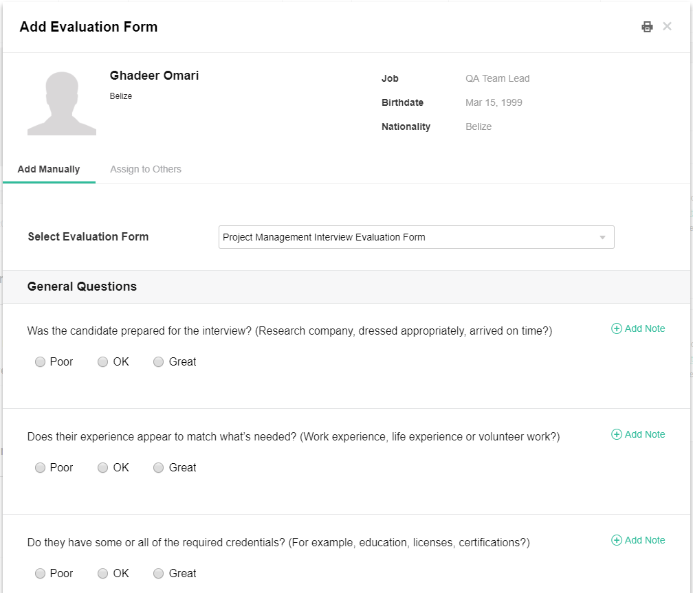 New Evaluation Forms System Templates