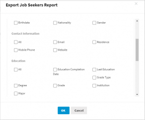 Talentera ATS job seeker report